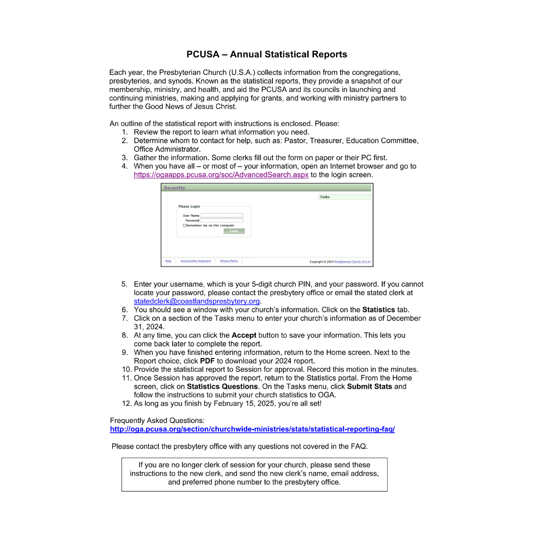 Statistical Report Instructions